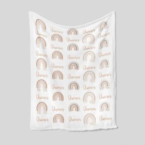 Custom Monogrammed Quilt Blanket - Rainbow, Baby, With Name or Suitable for Home Decoration