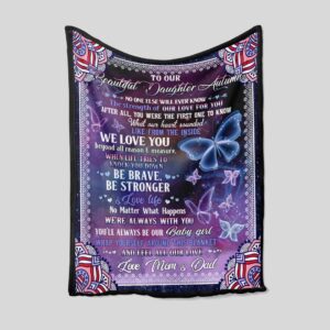 Custom Name Butterfly Dad Quilt Blanket For Daughter - Perfect for Bedroom Decor