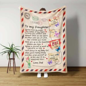 Custom Name Butterfly Quilt Blanket For Daughter - Sofa Blanket