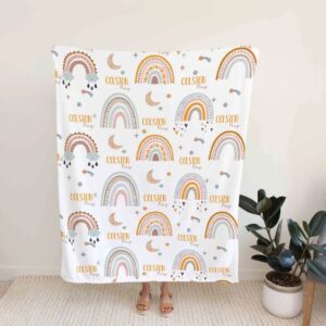 Custom Name Rainbow Quilt Bedding Set - Nursery Blanket, Baby Girl or Great Gifts for Family