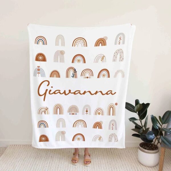 Custom Rainbow Baby Quilt Blanket - With Name, Perfect for Bedroom Decor or Suitable for Home Decoration