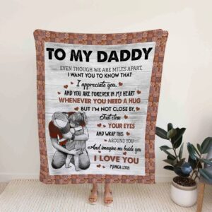 Custom Warming Hug Quilt Blanket For Father - Sofa Blanket