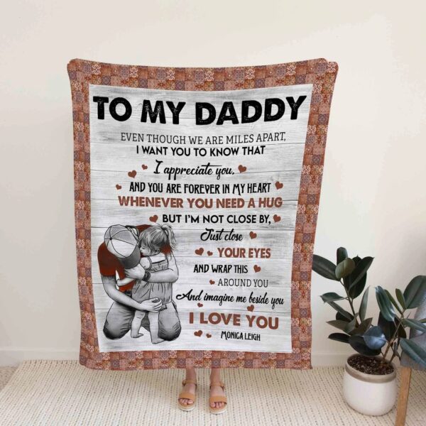 Custom Warming Hug Quilt Blanket For Father - Sofa Blanket
