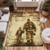 Dad Fire Fighter and Son: Symbolic Fireman Carpet for Home, Firefighter Rugs for Living Room Bedroom, Firefighter Rectangular Rugs Full Size FR84