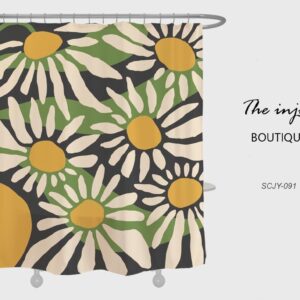 Daisy Flowers Shower Curtain, Summer Oil Painting Waterproof Shower Curtain For Bathroom Decor