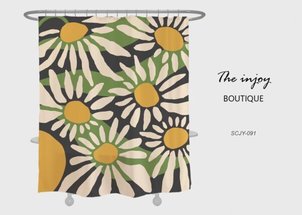 Daisy Flowers Shower Curtain, Summer Oil Painting Waterproof Shower Curtain For Bathroom Decor