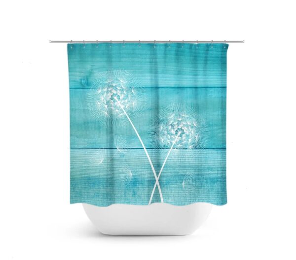 Dandelion Shower Curtain, Rustic Bathroom Decor, Rustic Bath Curtain, Farmhouse Bathroom, Teal Bathroom, Aqua Bath Curtain