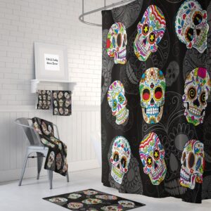 Day Of The Dead Skull Shower Curtain for Bathroom Decor, Home Decor