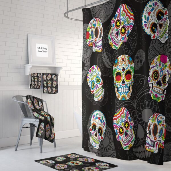Day Of The Dead Skull Shower Curtain for Bathroom Decor, Home Decor
