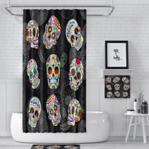 Day Of The Dead Skull Shower Curtain for Bathroom Decor, Home Decor