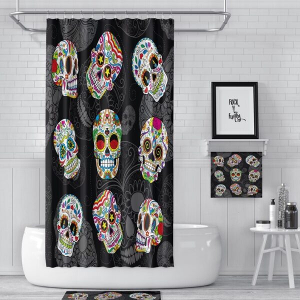 Day Of The Dead Skull Shower Curtain for Bathroom Decor, Home Decor