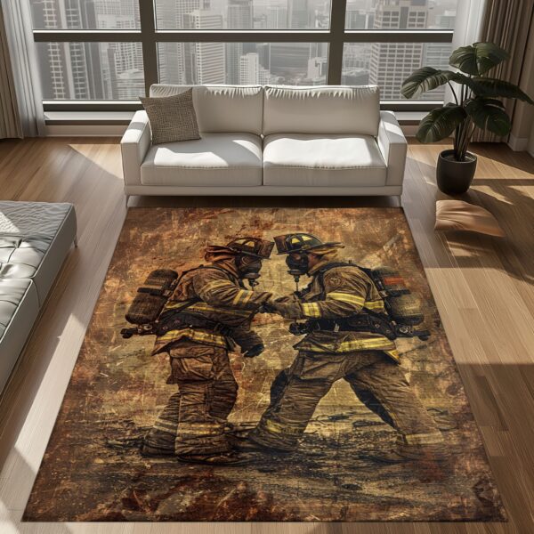 Dynamic Fireman Custom Carpet: Add Action to Your Living Space, Firefighter Rugs for Living Room Bedroom, Firefighter Rectangular Rugs Full Size FR64