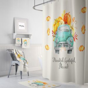 Fall Pumpkin Truck Shower Curtain for Bathroom Decor, Home Decor