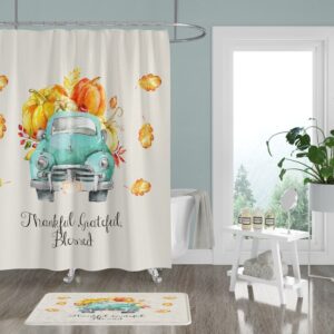 Fall Pumpkin Truck Shower Curtain for Bathroom Decor, Home Decor
