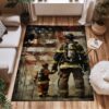 Family Legacy: Dad Fire Fighter and Son Firefighter Personalized Rug Ensemble, Firefighter Rugs for Living Room Bedroom, Firefighter Rectangular Rugs Full Size FR85