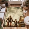 Family Pride: Dad Fire Fighter and Son Firefighter Design Personalized Rugs, Firefighter Rugs for Living Room Bedroom, Firefighter Rectangular Rugs Full Size FR94