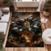 Firefighter Heroes Personalized Rug: Tribute to Bravery in Your Home, Firefighter Rugs for Living Room Bedroom, Firefighter Rectangular Rugs Full Size FR61
