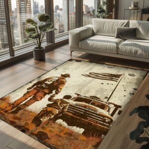 Firefighter Legacy: Personalized Dad and Son Living Room Bedroom Rugs, Firefighter Rugs for Living Room Bedroom, Firefighter Rectangular Rugs Full Size FR108