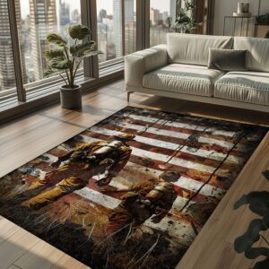 Fireman Carpet: Dad and Son Edition for Your Personalized Living Room, Firefighter Rugs for Living Room Bedroom, Firefighter Rectangular Rugs Full Size FR104