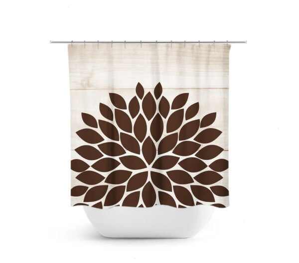 Flower Shower Curtain, Beige Bathroom Decor, Farmhouse Bathroom, Girl Bathroom, Tan Shower Curtain, Brown Bathtub Curtain