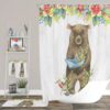 Folk Bear Shower Curtain Bath Mat, Towels