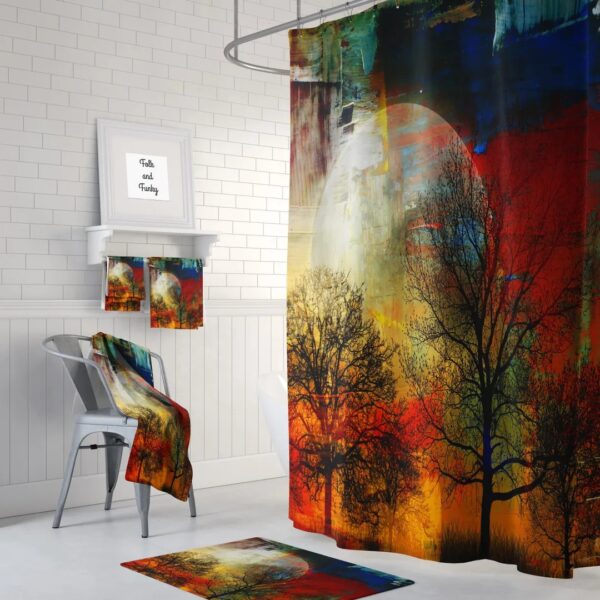 Forest Sunset Shower Curtain for Bathroom Decor, Home Decor
