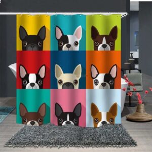 Frenchie French Bulldog Shower Curtain, Colorful Cute Dog Pet, Home Bath Decor Kids, Dog Lovers Mom