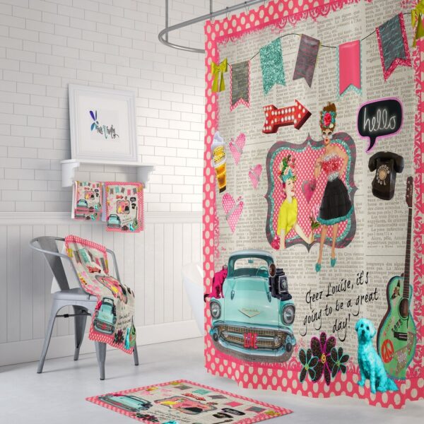 Geez Louise Retro Shower Curtain for Bathroom Decor, Home Decor