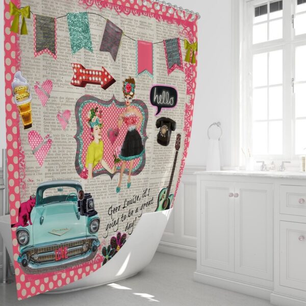 Geez Louise Retro Shower Curtain for Bathroom Decor, Home Decor