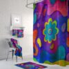 Get Happy Boho Shower Curtain for Bathroom Decor, Home Decor