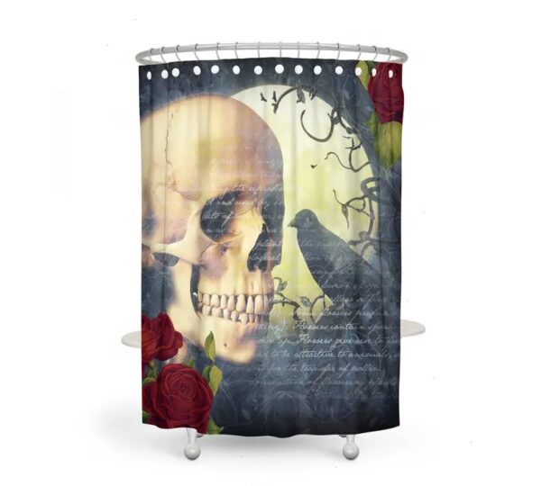 Gothic Skull Shower Curtain for Bathroom Decor, Home Decor