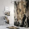 Gothic Skull and Crows Shower Curtain for Bathroom Decor, Home Decor