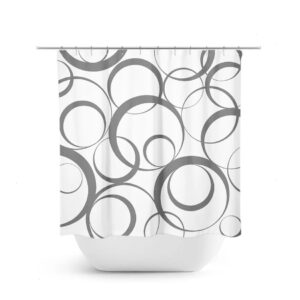 Gray Shower Curtain, Geometric Bath Curtain, Gray Bathroom, Fabric Shower Curtain, Swirl Shower Curtain