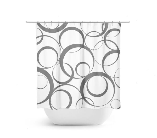 Gray Shower Curtain, Geometric Bath Curtain, Gray Bathroom, Fabric Shower Curtain, Swirl Shower Curtain