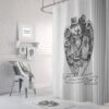 Gray Skull Couple Shower Curtain for Bathroom Decor, Home Decor