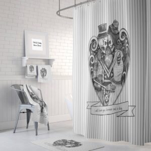 Gray Skull Couple Shower Curtain for Bathroom Decor, Home Decor