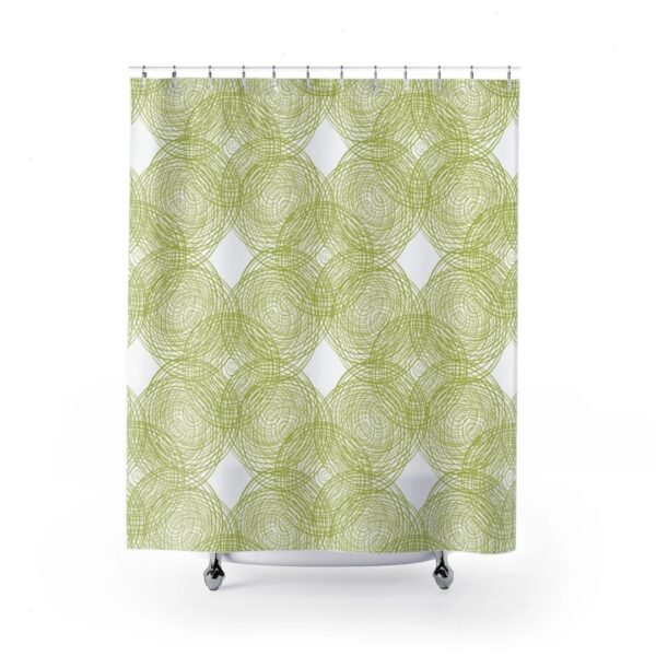 Green White Shower Curtain, Chartreuse Bath Curtain, Modern Bathroom Decor