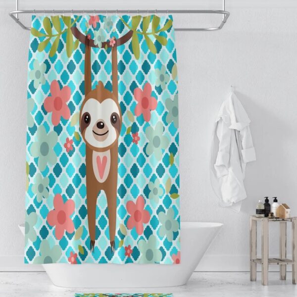 Hanging Sloth Shower Curtain for Bathroom Decor, Home Decor