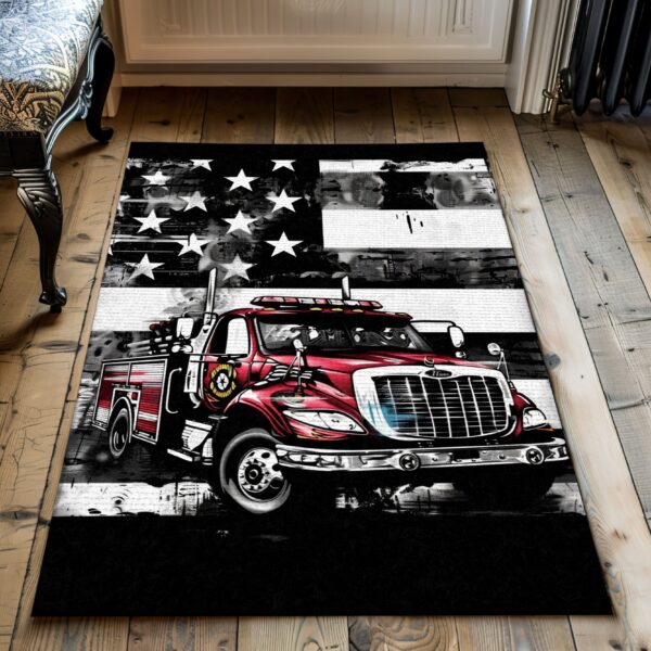 Heartwarming Firefighter Dad and Son Personalized Rug: Celebrate Fatherhood and Service, Firefighter Rugs for Living Room Bedroom, Firefighter Rectangular Rugs Full Size FR54