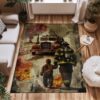 Heroic Dad: Personalized Firefighter Area Rug for Home Decor, Firefighter Rugs for Living Room Bedroom, Firefighter Rectangular Rugs Full Size FR103