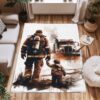 Honoring Heroes: Dad Fire Fighter and Son Firefighter Personalized Area Rug, Firefighter Rugs for Living Room Bedroom, Firefighter Rectangular Rugs Full Size FR83
