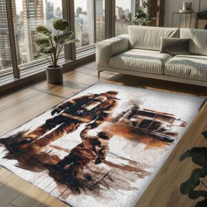 Honoring Heroes: Dad Fire Fighter and Son Firefighter Personalized Area Rug, Firefighter Rugs for Living Room Bedroom, Firefighter Rectangular Rugs Full Size FR83