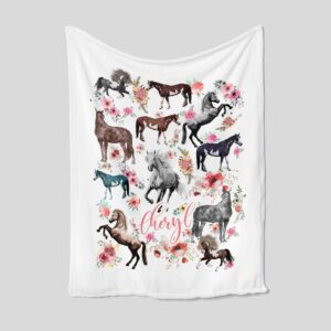 Horse Baby Quilt Blanket - Personalized Name Birthday Gift
