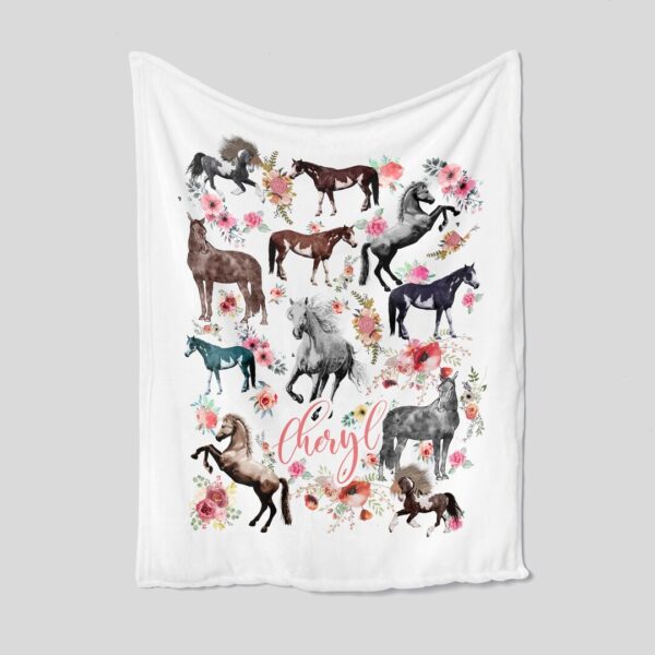 Horse Baby Quilt Blanket - Personalized Name Birthday Gift