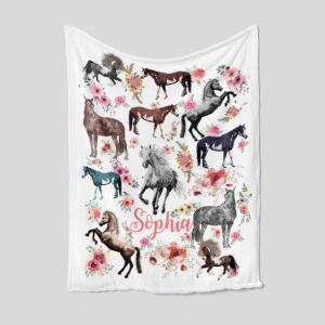 Horse Baby Quilt Blanket - Personalized Name Birthday Gift