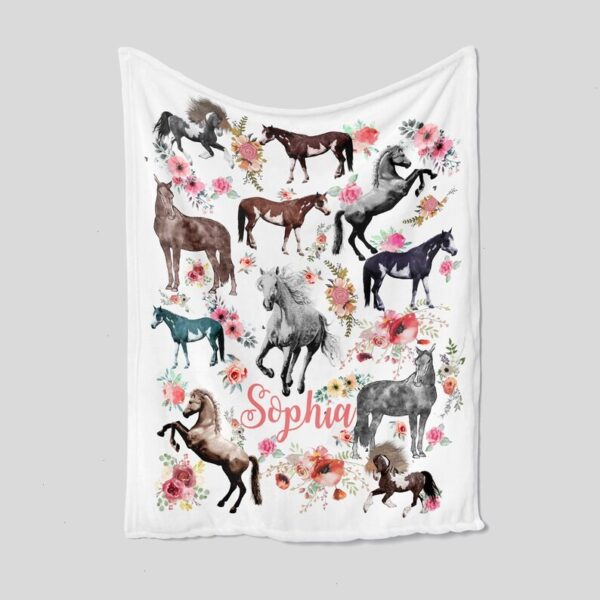 Horse Baby Quilt Blanket - Personalized Name Birthday Gift