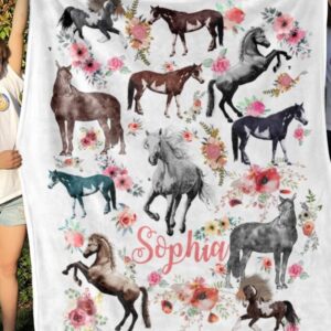 Horse Baby Quilt Blanket - Personalized Name Birthday Gift