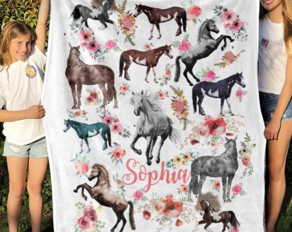 Horse Baby Quilt Blanket - Personalized Name Birthday Gift