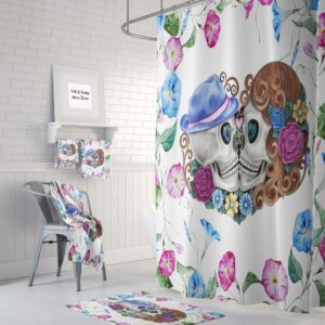 Kissing Skulls Shower Curtain for Bathroom Decor, Home Decor