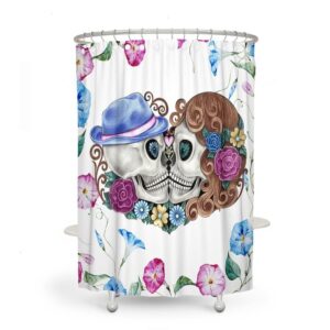 Kissing Skulls Shower Curtain for Bathroom Decor, Home Decor